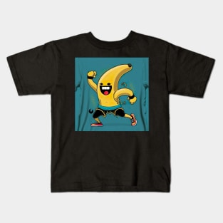 Workout Banana Funny Drawing Illustration Kids T-Shirt